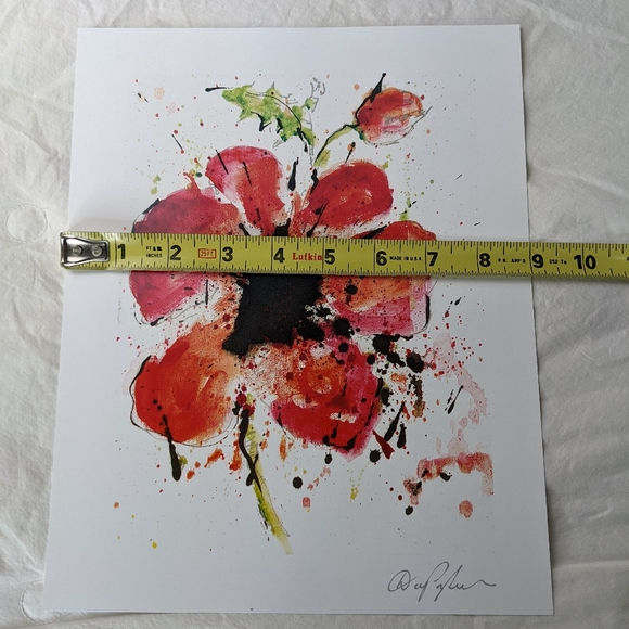 Dominic Pangborn NWOT Abstract Poppy flower signed archival red - Picture 9 of 10